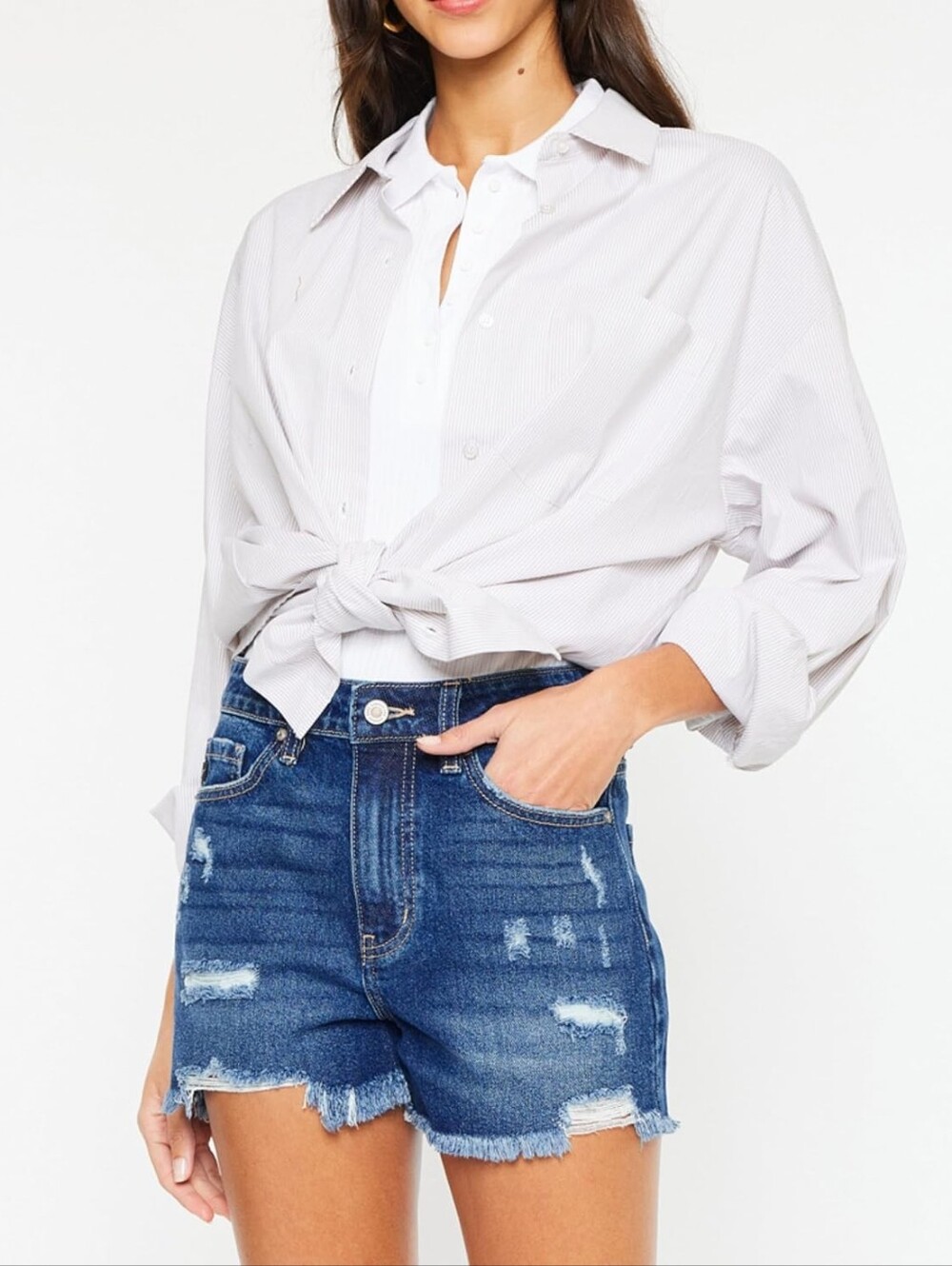 BN KanCan Glora high-rise distressed denim shorts
